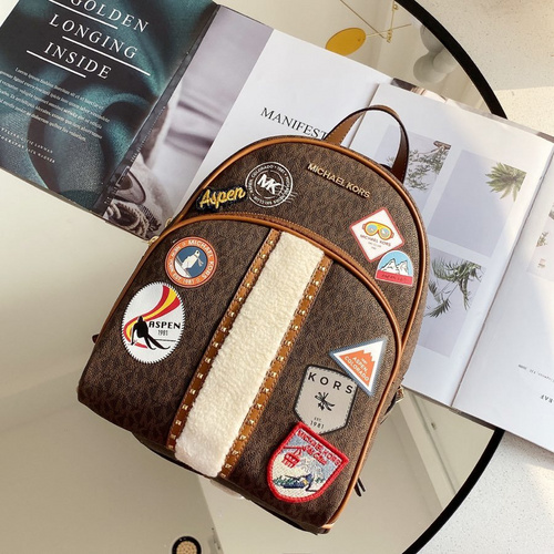 _New product backpack brown Classic old flower superimposed badge pattern-d098e639